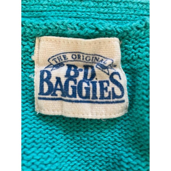 Vtg BD Baggies Linen Blend Teal Cardigan Sweater, Unisex Size Small, Oversized - Picture 3 of 8